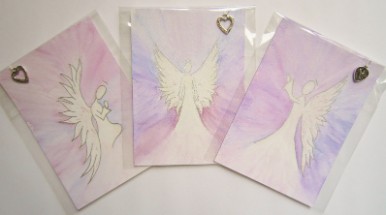 watercolour painted angels cards gifts charms