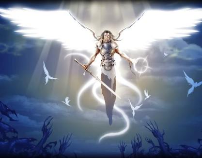 Archangel Michael Image Watching Over Angel Wings Art